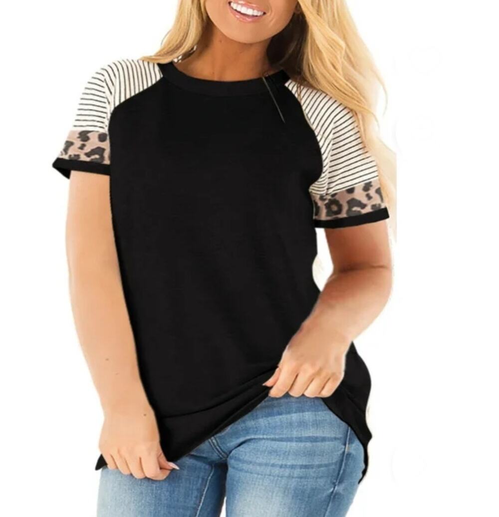Crew Neck Short Sleeve Black Tee